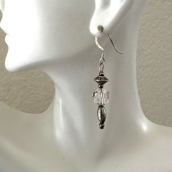 Silver tone crystal drop earrings - Picture 4 of 5